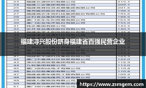 福建浔兴股份跻身福建省百强民营企业